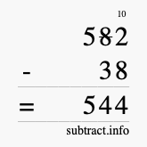 Calculate 582 minus 38 using long subtraction