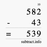 Calculate 582 minus 43 using long subtraction