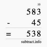 Calculate 583 minus 45 using long subtraction