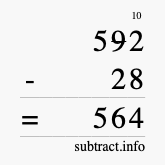 Calculate 592 minus 28 using long subtraction
