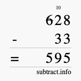 Calculate 628 minus 33 using long subtraction