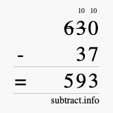 Calculate 630 minus 37 using long subtraction