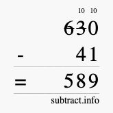 Calculate 630 minus 41 using long subtraction