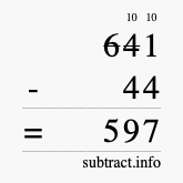 Calculate 641 minus 44 using long subtraction