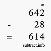 Calculate 642 minus 28 using long subtraction