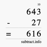 Calculate 643 minus 27 using long subtraction