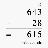 Calculate 643 minus 28 using long subtraction