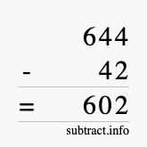 Calculate 644 minus 42 using long subtraction