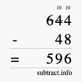 Calculate 644 minus 48 using long subtraction Calculate 644 minus 48 using long subtraction