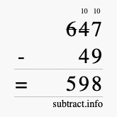 Calculate 647 minus 49 using long subtraction Calculate 647 minus 49 using long subtraction