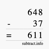 Calculate 648 minus 37 using long subtraction