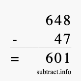 Calculate 648 minus 47 using long subtraction