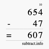 Calculate 654 minus 47 using long subtraction