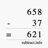 Calculate 658 minus 37 using long subtraction