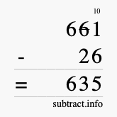 Calculate 661 minus 26 using long subtraction