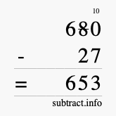 Calculate 680 minus 27 using long subtraction