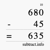 Calculate 680 minus 45 using long subtraction