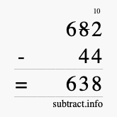 Calculate 682 minus 44 using long subtraction
