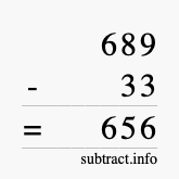 Calculate 689 minus 33 using long subtraction
