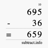 Calculate 695 minus 36 using long subtraction Calculate 695 minus 36 using long subtraction