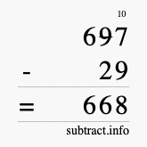 Calculate 697 minus 29 using long subtraction
