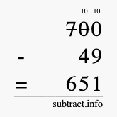 Calculate 700 minus 49 using long subtraction