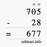 Calculate 705 minus 28 using long subtraction