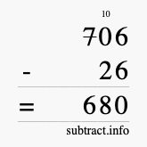 Calculate 706 minus 26 using long subtraction Calculate 706 minus 26 using long subtraction