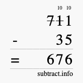Calculate 711 minus 35 using long subtraction