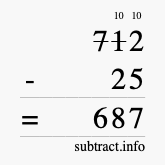 Calculate 712 minus 25 using long subtraction