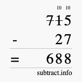 Calculate 715 minus 27 using long subtraction