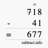 Calculate 718 minus 41 using long subtraction