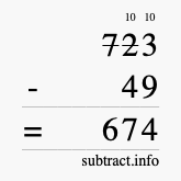Calculate 723 minus 49 using long subtraction