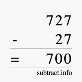 Calculate 727 minus 27 using long subtraction