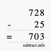 Calculate 728 minus 25 using long subtraction