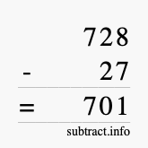 Calculate 728 minus 27 using long subtraction