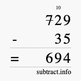 Calculate 729 minus 35 using long subtraction