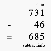 Calculate 731 minus 46 using long subtraction