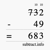 Calculate 732 minus 49 using long subtraction Calculate 732 minus 49 using long subtraction