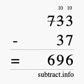 Calculate 733 minus 37 using long subtraction