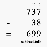 Calculate 737 minus 38 using long subtraction