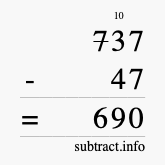 Calculate 737 minus 47 using long subtraction