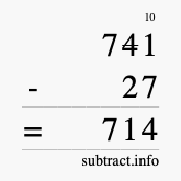 Calculate 741 minus 27 using long subtraction
