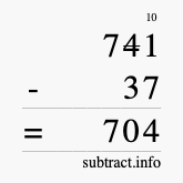 Calculate 741 minus 37 using long subtraction
