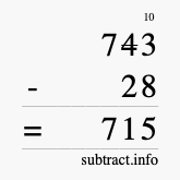Calculate 743 minus 28 using long subtraction