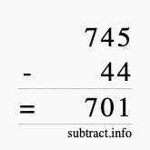 Calculate 745 minus 44 using long subtraction