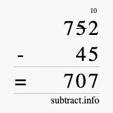Calculate 752 minus 45 using long subtraction