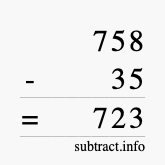Calculate 758 minus 35 using long subtraction