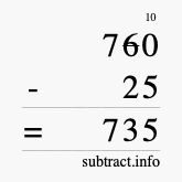 Calculate 760 minus 25 using long subtraction