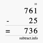 Calculate 761 minus 25 using long subtraction